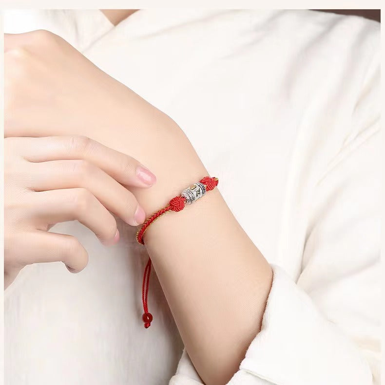 unisex tibetan luck bracelet adjustable silver spiritual jewelry