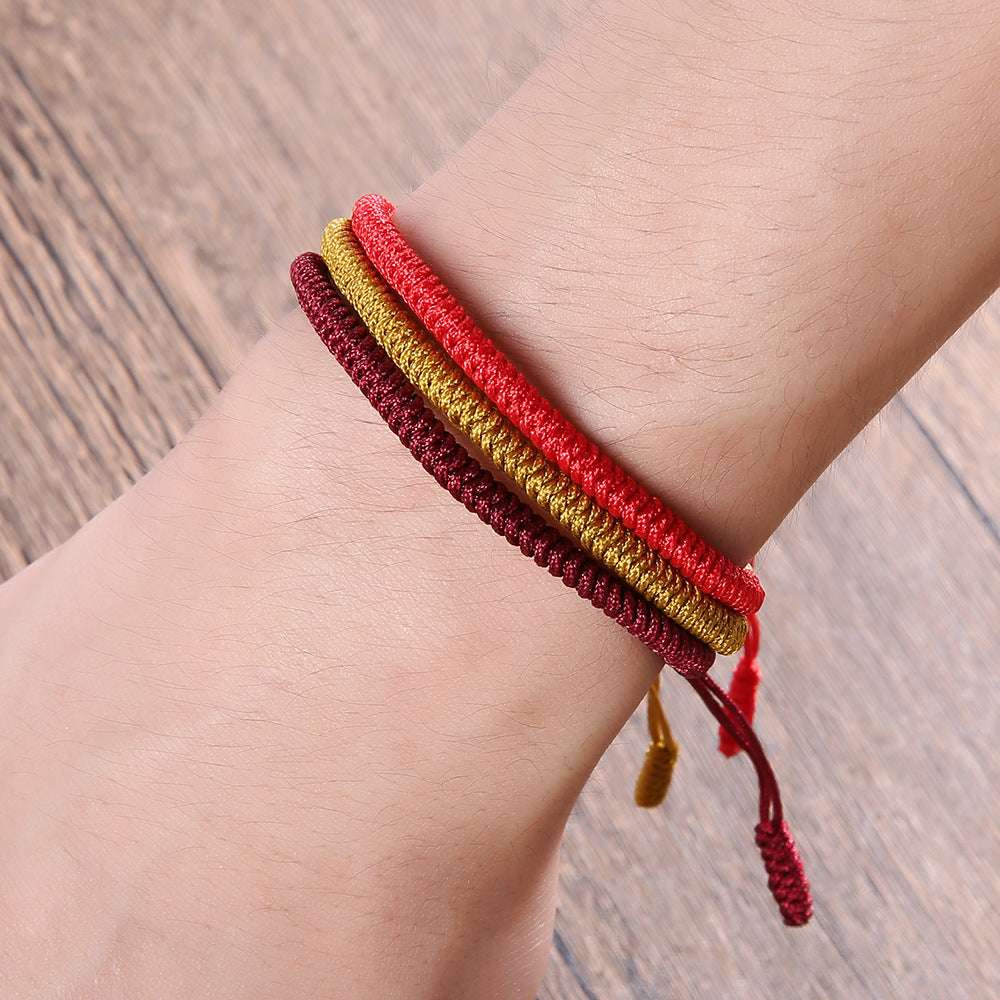Handmade Tibetan Buddhist Red String Bracelet for Protection & Luck
