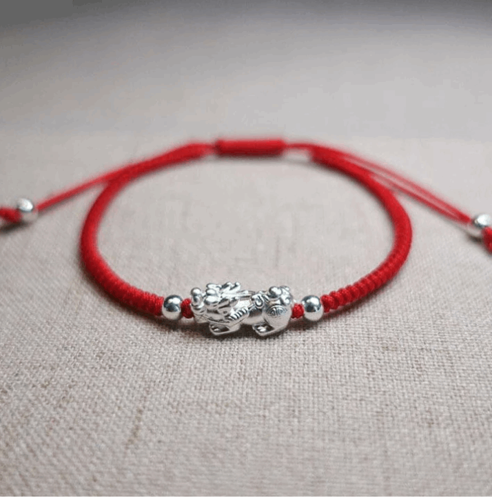 925 Silver Pixiu on Red Cord – Spiritual Luck Bracelet