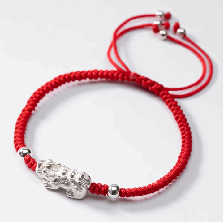 925 Silver Pixiu on Red Cord – Spiritual Luck Bracelet