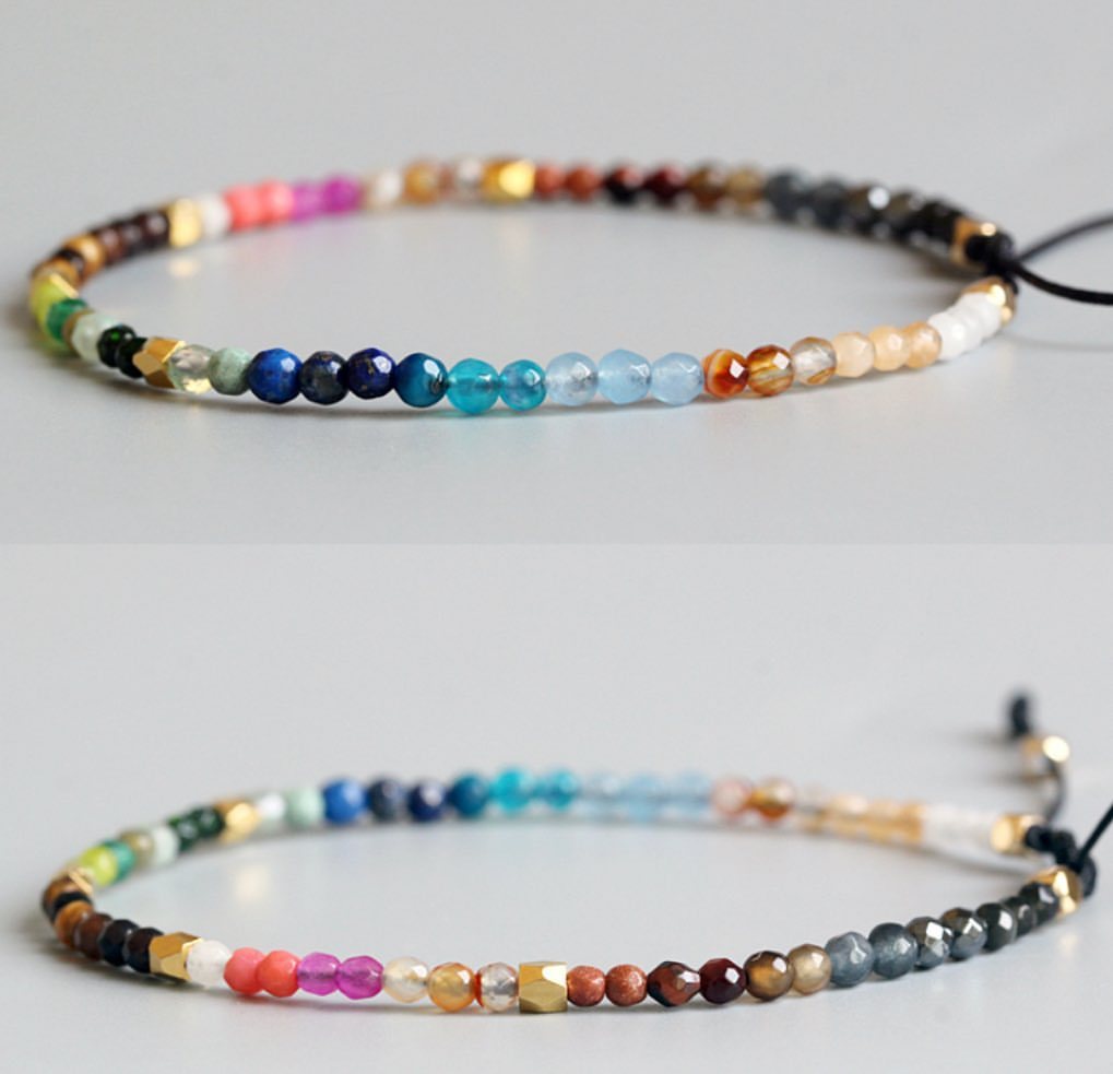 boho zodiac sign bracelet 7 chakra healing jewelry