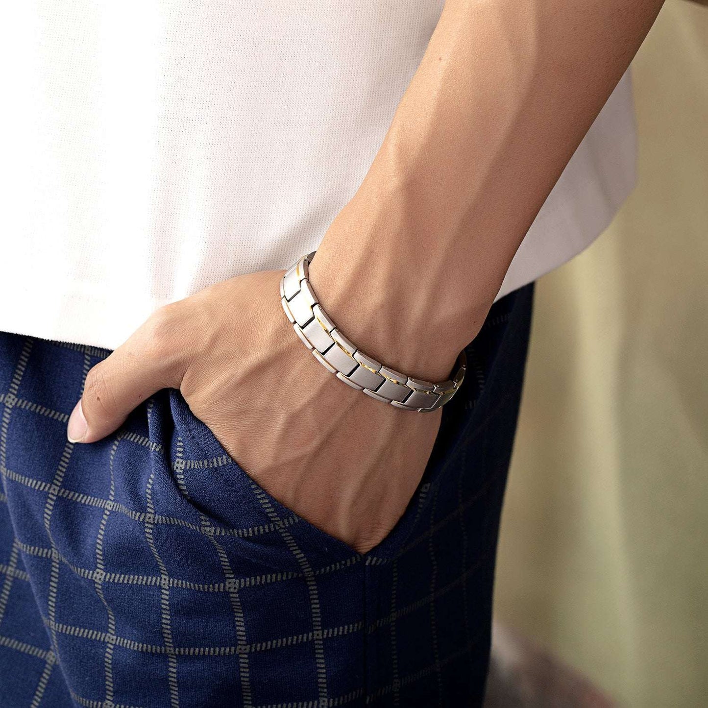 Titanium Magnet Bracelet Styling On Wrist