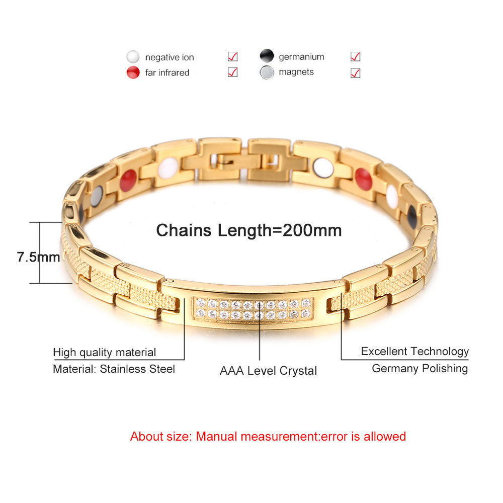 Gold Finish Titanium Magnetic Bracelet Stylish Wellness Accessory Women