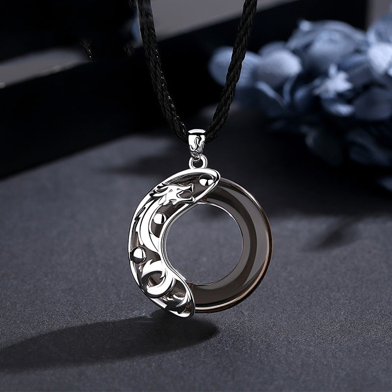 Opal and Obsidian Couple Necklace