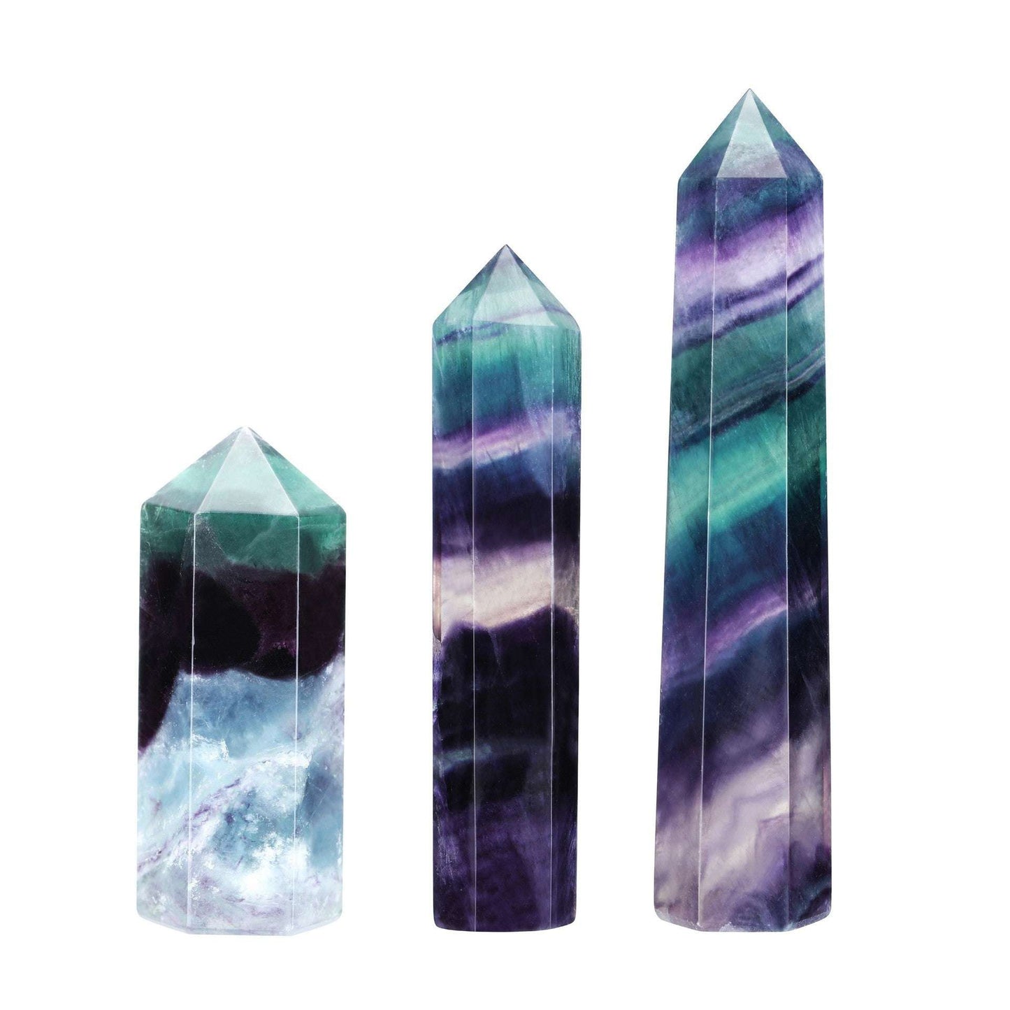 Natural multicolor fluorite point specimen study energy stone