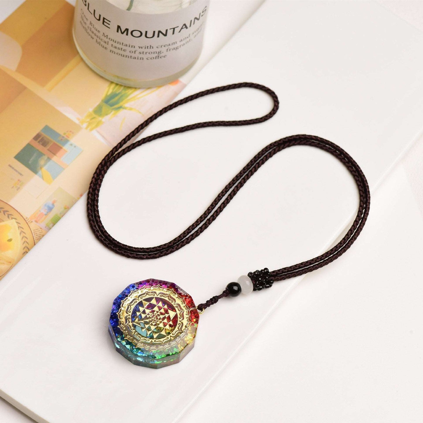 Chakra Glow Pendant with Resin Orgonite Necklace