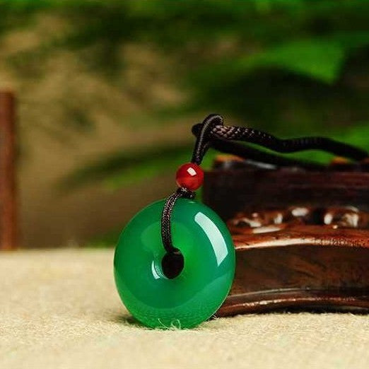 Green Chalcedony Donut Necklace Natural Crystal Pendant