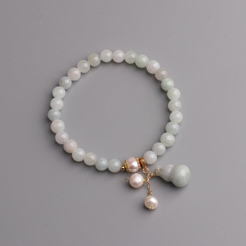 Green Jade and Pearl Stretch Bracelet Feng Shui Talisman