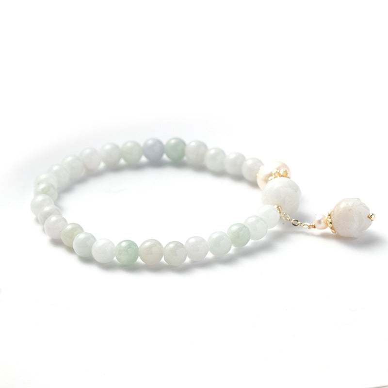 Handcrafted Jadeite & Pearl Bracelet for Harmony & Prosperity