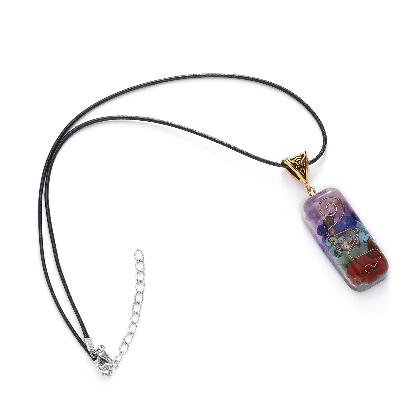 chakra balancing necklace with orgonite resin