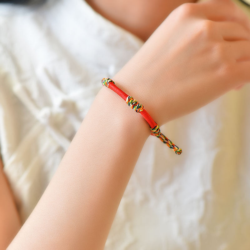 tibetan buddhist red string bracelet five color monk thread protection good luck