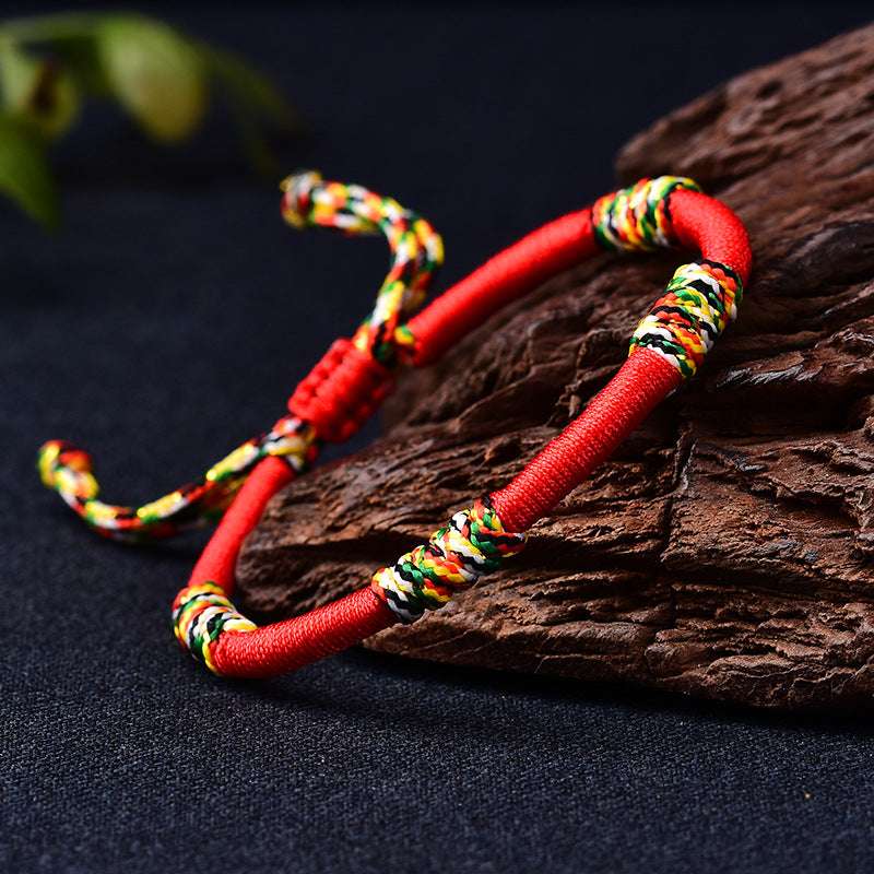 handmade tibetan red string bracelet buddhist blessing good fortune