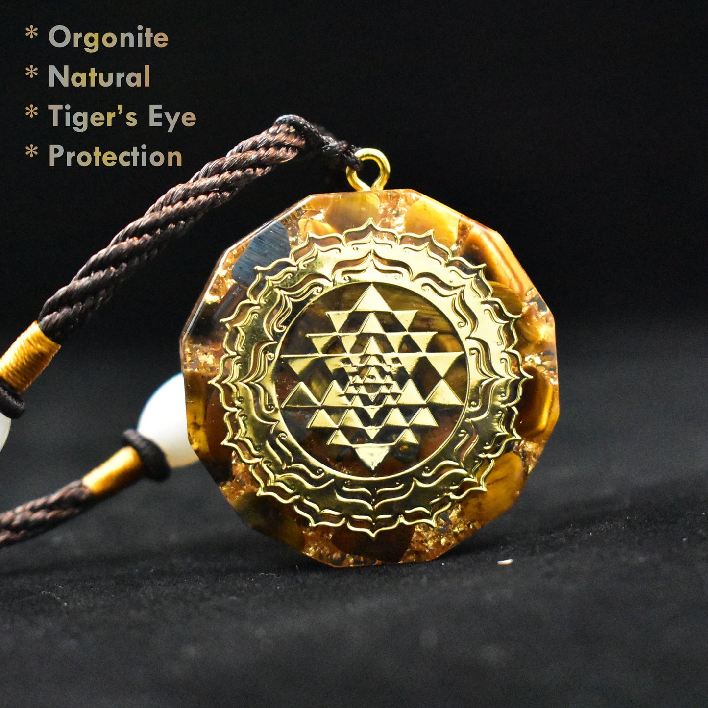 tiger’s eye orgonite healing necklace pendant for protection