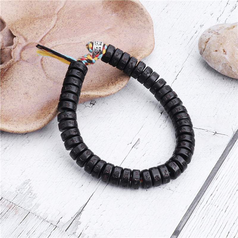 good luck charm bracelet coconut shell tibetan mantra men women