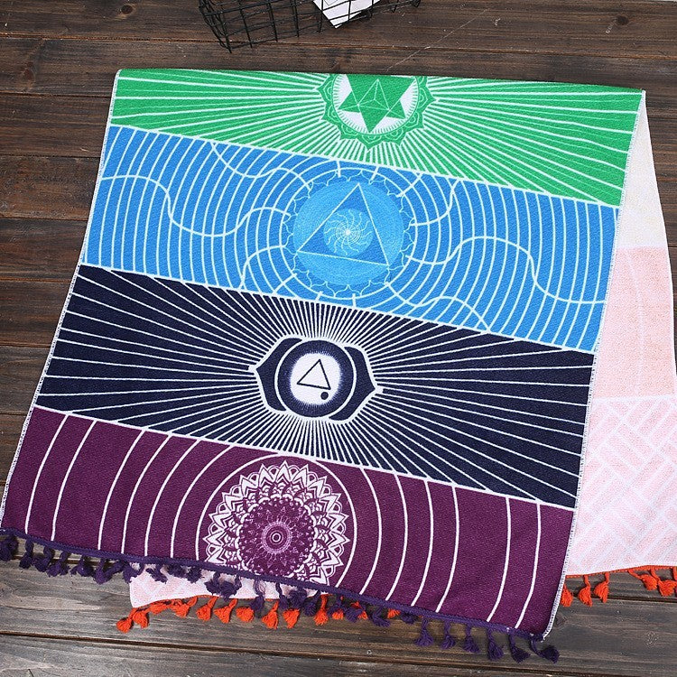 yoga mat chakra symbols vivid colors generous size