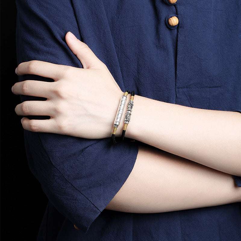 vintage double silver tube bracelet men 999 and 925 sterling