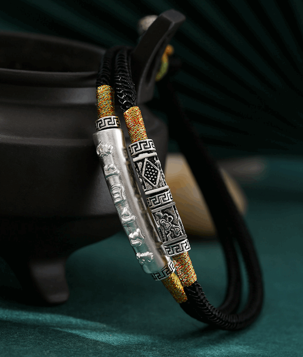 tibetan protection bracelet men sterling silver handcrafted