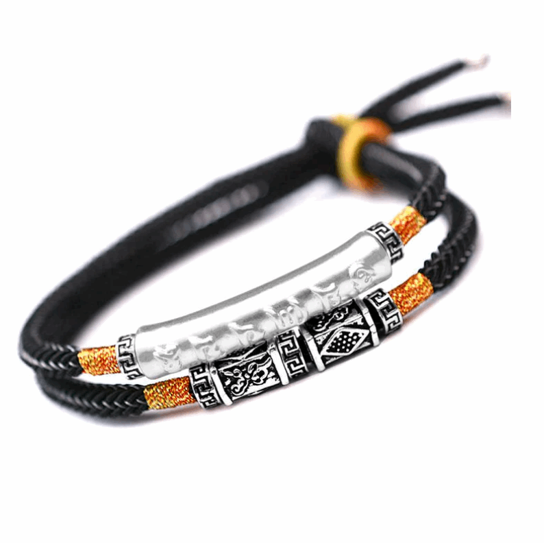 spiritual tibetan mantra jewelry for men vintage silver bracelet