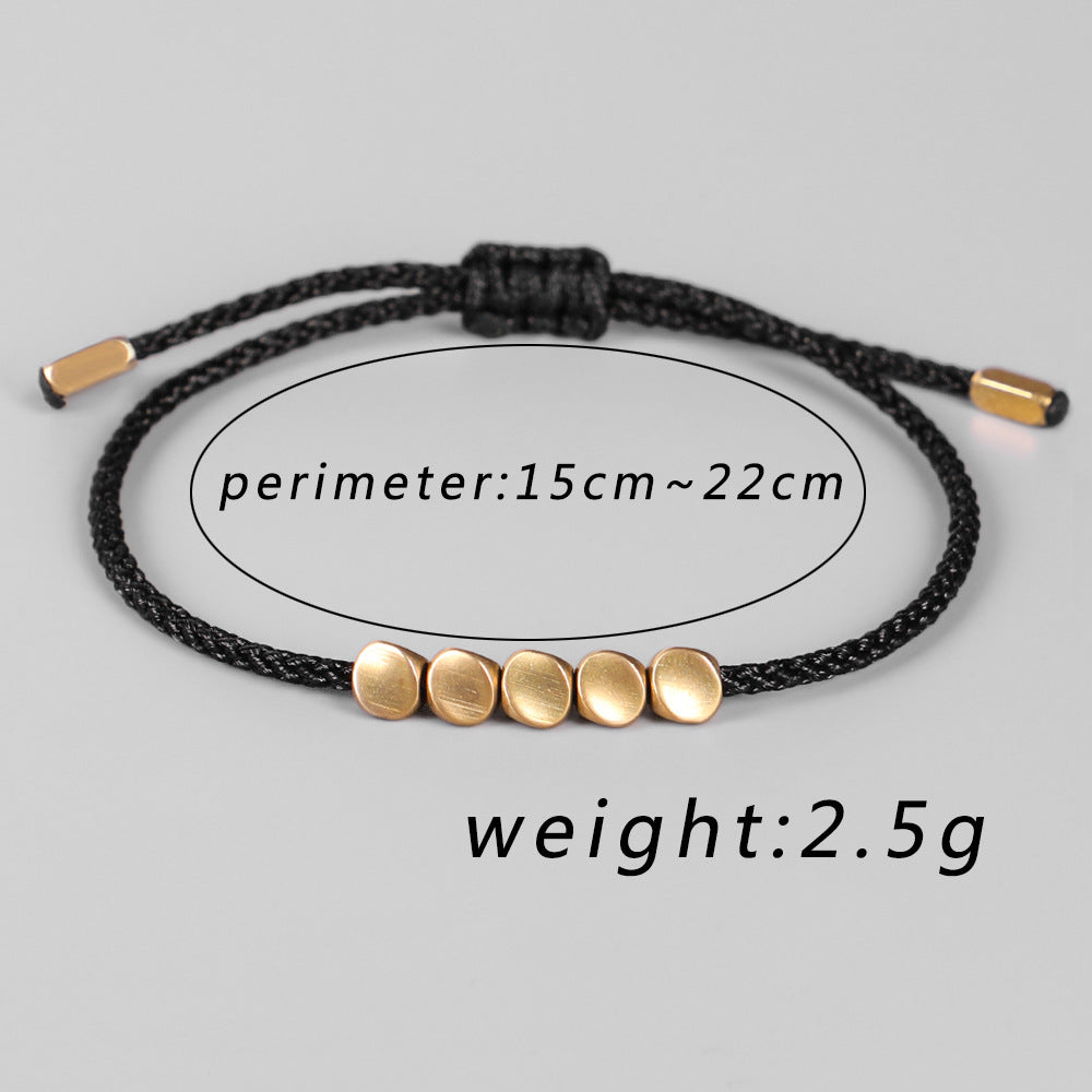 Copper Beads Black String Bracelet for Positive Energy