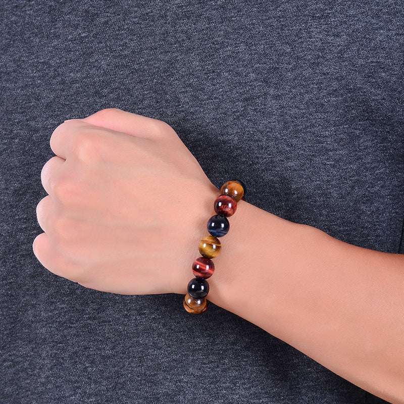red blue yellow tigers eye energy bracelet for focus