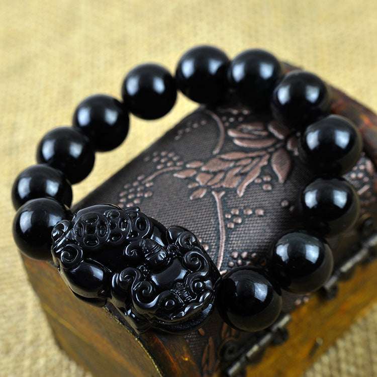 Protective Black Obsidian Pixiu Bracelet