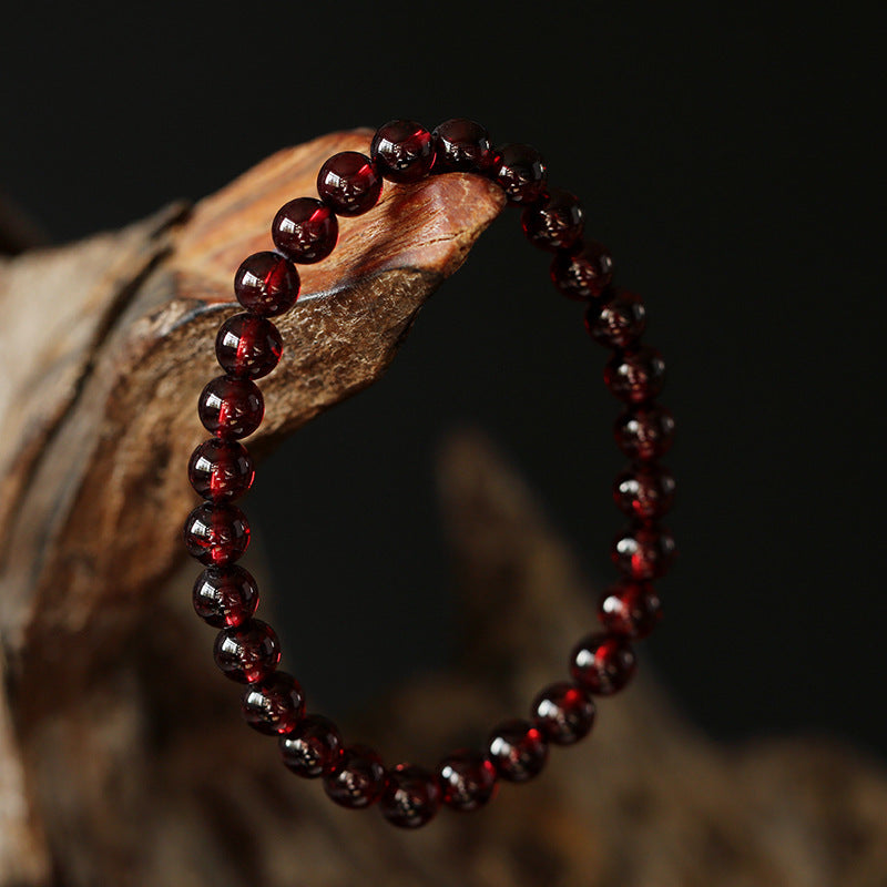 Premium 5A Garnet Beaded Bracelet Close-Up