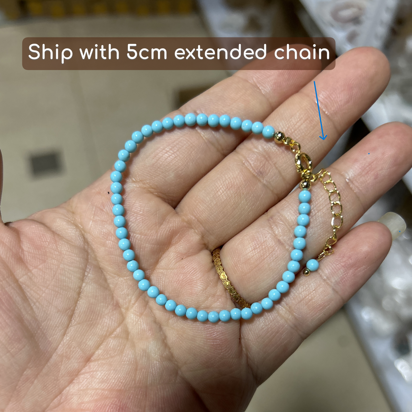 14k Gold Plated 2mm Turquoise Thin Bracelet – Minimalist Stackable Jewelry