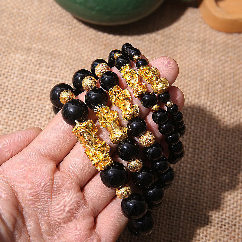 Gold Pixiu Feng Shui Wealth Bracelet for Men