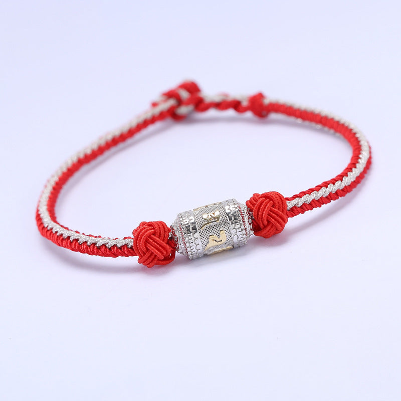 silver mantra bracelet unisex handmade tibetan jewelry