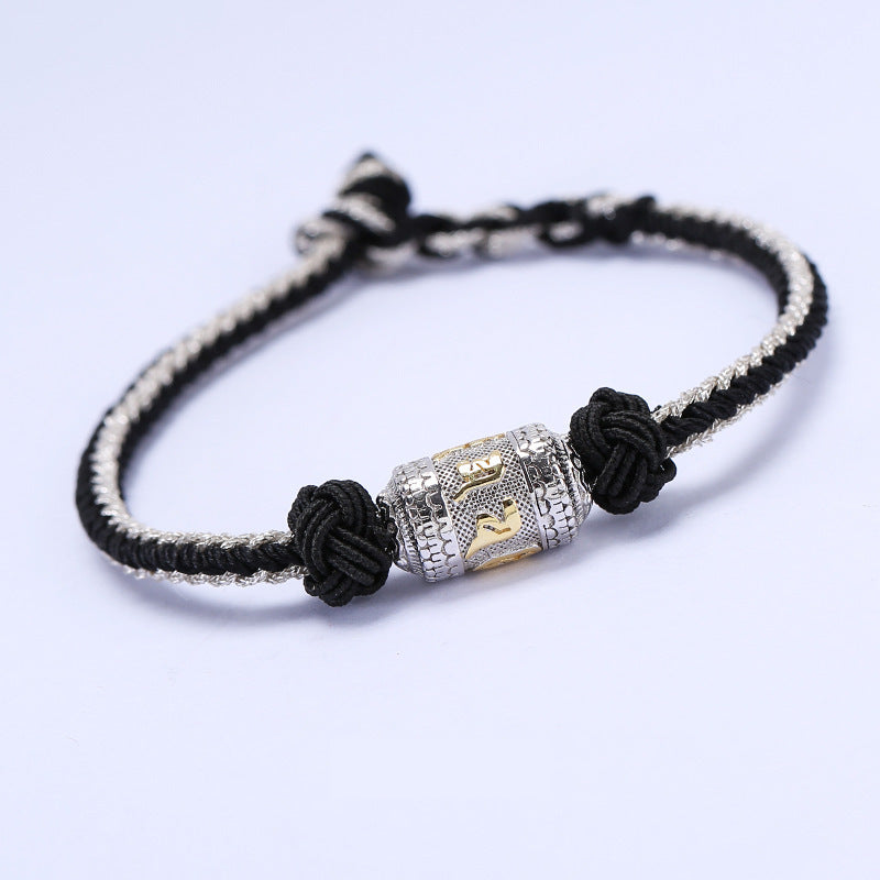 men’s silver mantra bracelet on hand stylish spiritual jewelry