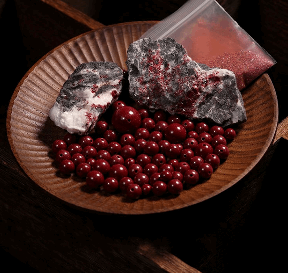 Bold red cinnabar bead bracelet symbolizing success and abundance