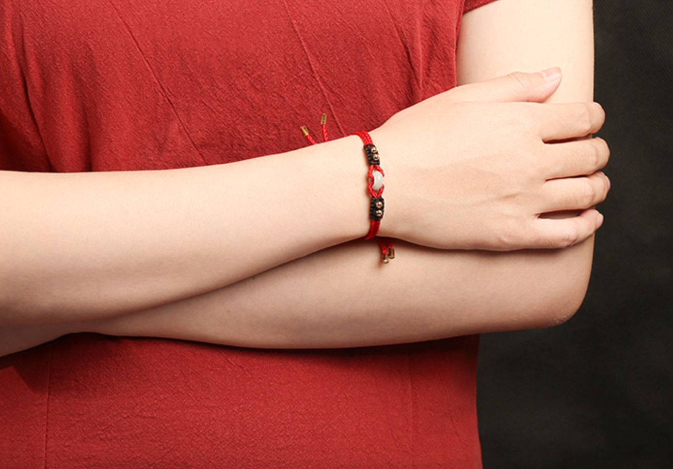 Authentic Jadeite Jade Bracelet on Red String – Feng Shui Good Luck Jewelry