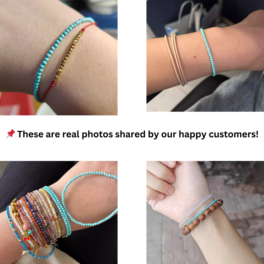 Adjustable Minimalist Turquoise Bracelet Layered with Gold Jewelry