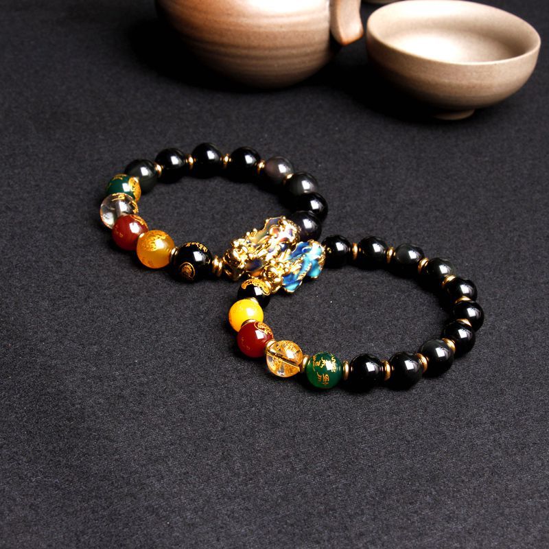 Spiritual Jewelry Talisman: Pixiu Color-Change Obsidian Bracelet