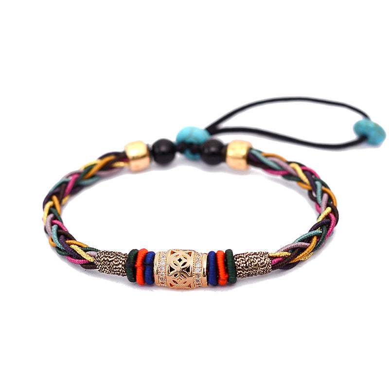 Tibetan Buddhist 8-Strand Handmade Bracelet – Lucky Turn Bead