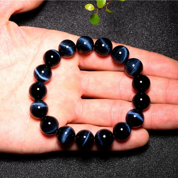 Natural Blue Tiger’s Eye Bracelet with Lightning Reflections