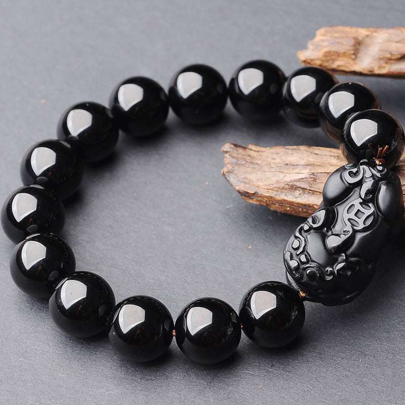 Wealth-Attracting Obsidian Pixiu Bracelet