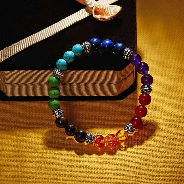 Yoga and meditation bracelet with chakra gemstones