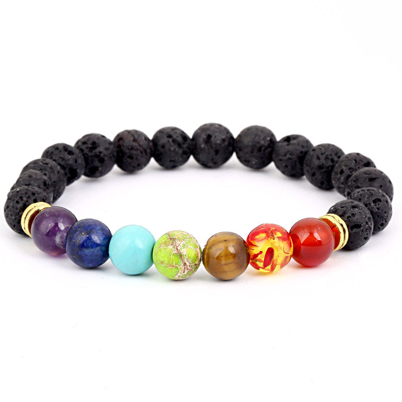 Chakra Lava Beads Bracelet for Energy & Healing