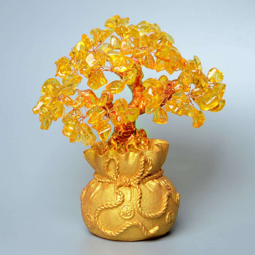 citrine tree of life crystal tree golden wealth ornament