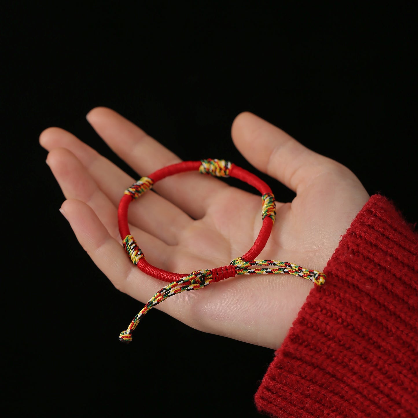 Buddhist Red String Bracelet with 5 Sacred Colors – Good Luck & Protection
