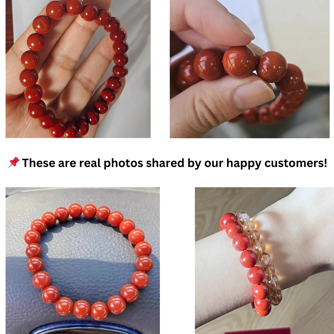 Natural Persimmon Red Agate Bracelet – Premium Quality Gemstone Beads