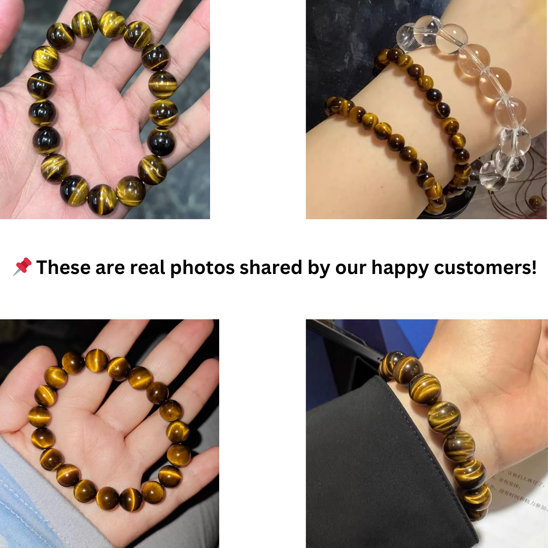 COLLECTION GRADE Lightning Gold Natural Tiger’s Eye Bracelet – Premium Gemstone Beads
