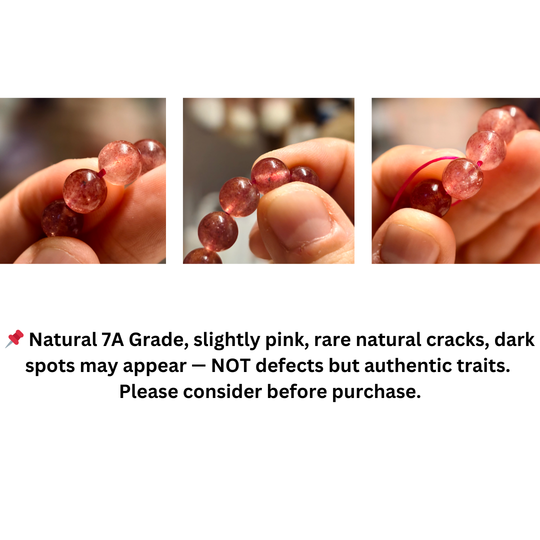 Natural 7A Grade Strawberry Quartz Bracelet – Pink Transparent Gemstone