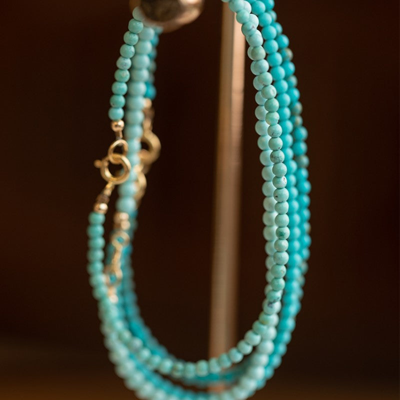 14k Gold Plated 2mm Turquoise Thin Bracelet – Minimalist Stackable Jewelry