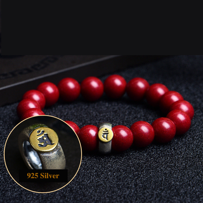 zodiac sign protection bracelet cinnabar & silver charm