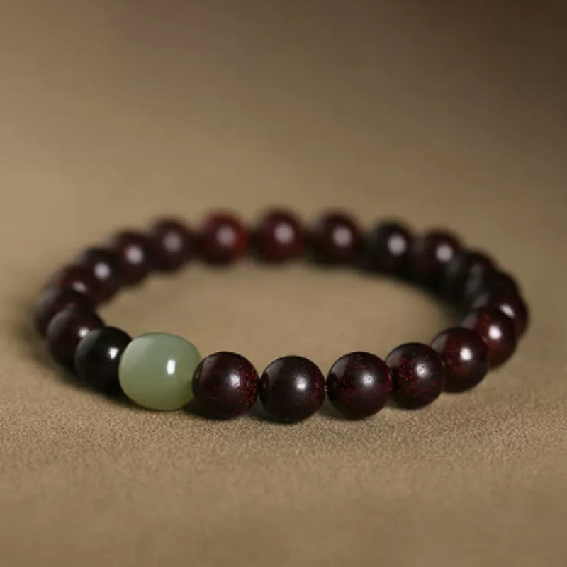 Natural Sandalwood & Hetian Jade Bracelet – Handcrafted Calming Jewelry