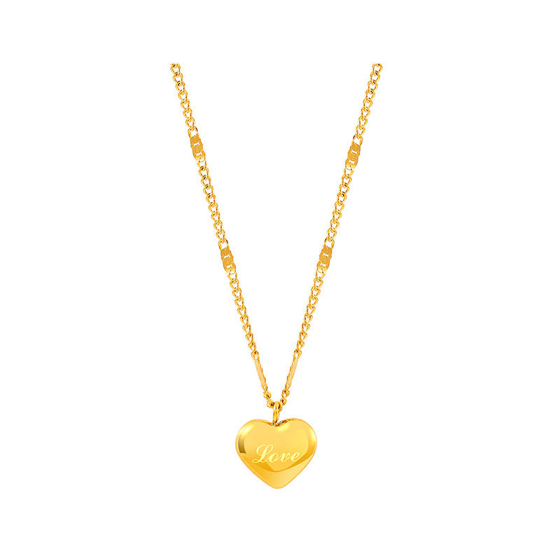 titanium gold heart necklace waterproof love pendant women jewelry