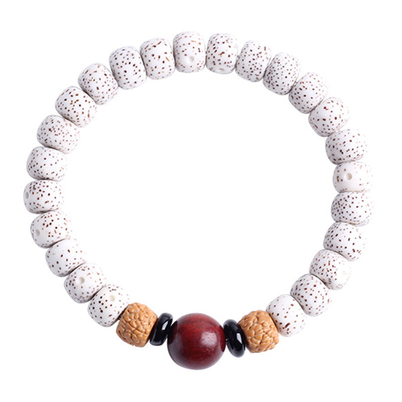 white bodhi seed bracelet unique star-like speckled beads gift spiritual