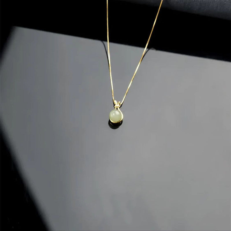 Minimalist Jade Lucky Bag Necklace for Daily Wear & Blessings
